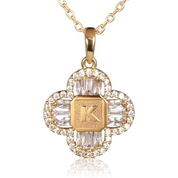 14K Gold Plated Initial Necklace | A-Z Letter Pendant - Picture 2 of 5